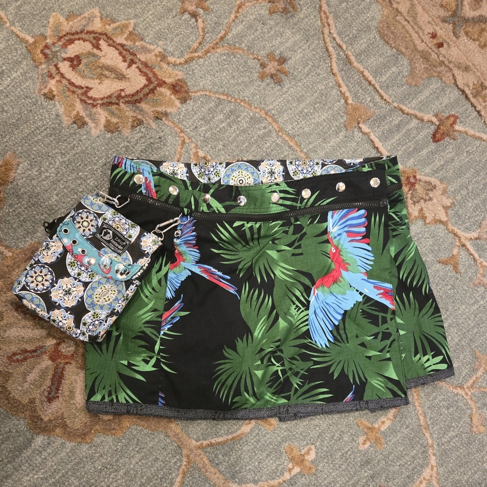 Tropical Green and Black Women's Skort
